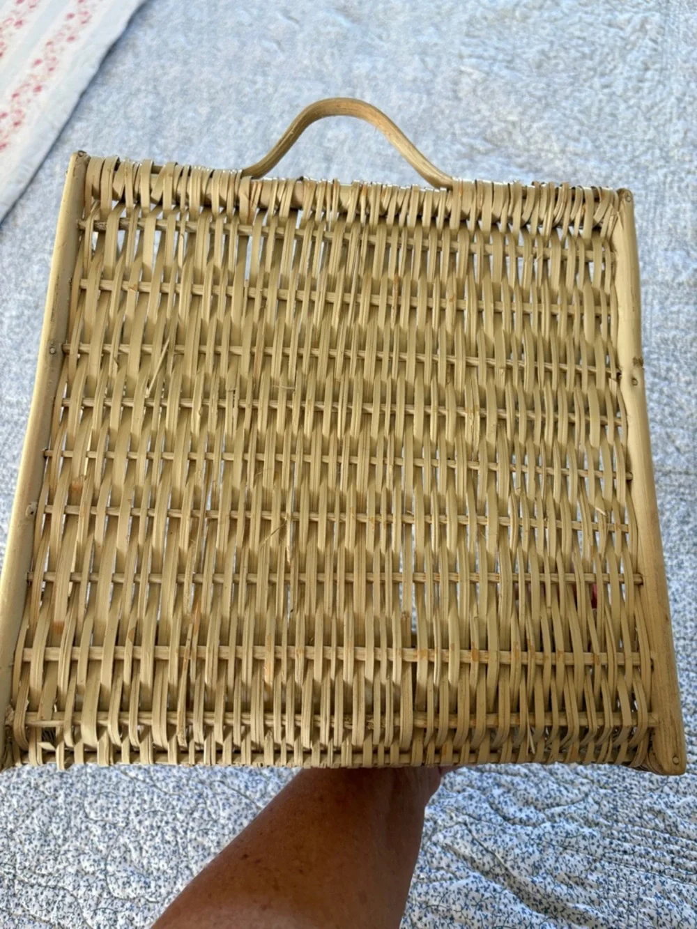 Wicker Two-Tier Storage Basket - Natural Straw Vintage
